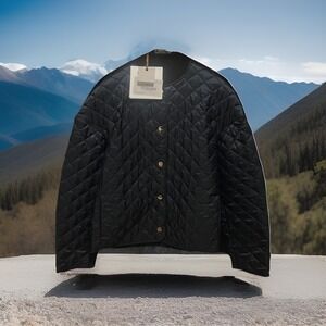 Max Mara‎ The Cube Luci  Navy Quilted Jacket Size 2 36 Camel Wool